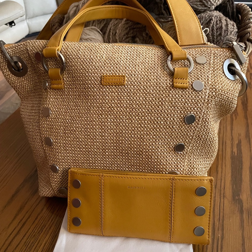 Hammitt Daniel Banana Raffia Studded Medium Chanterelle Bag with Wallet